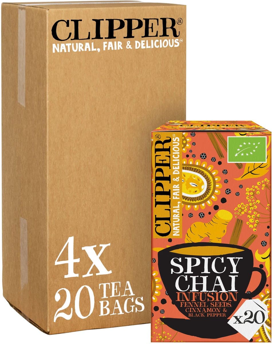 Clipper Spicy Chai thee - kruideninfusie met gember en kaneel - 80 theezakjes (EAN: 5021991974052)