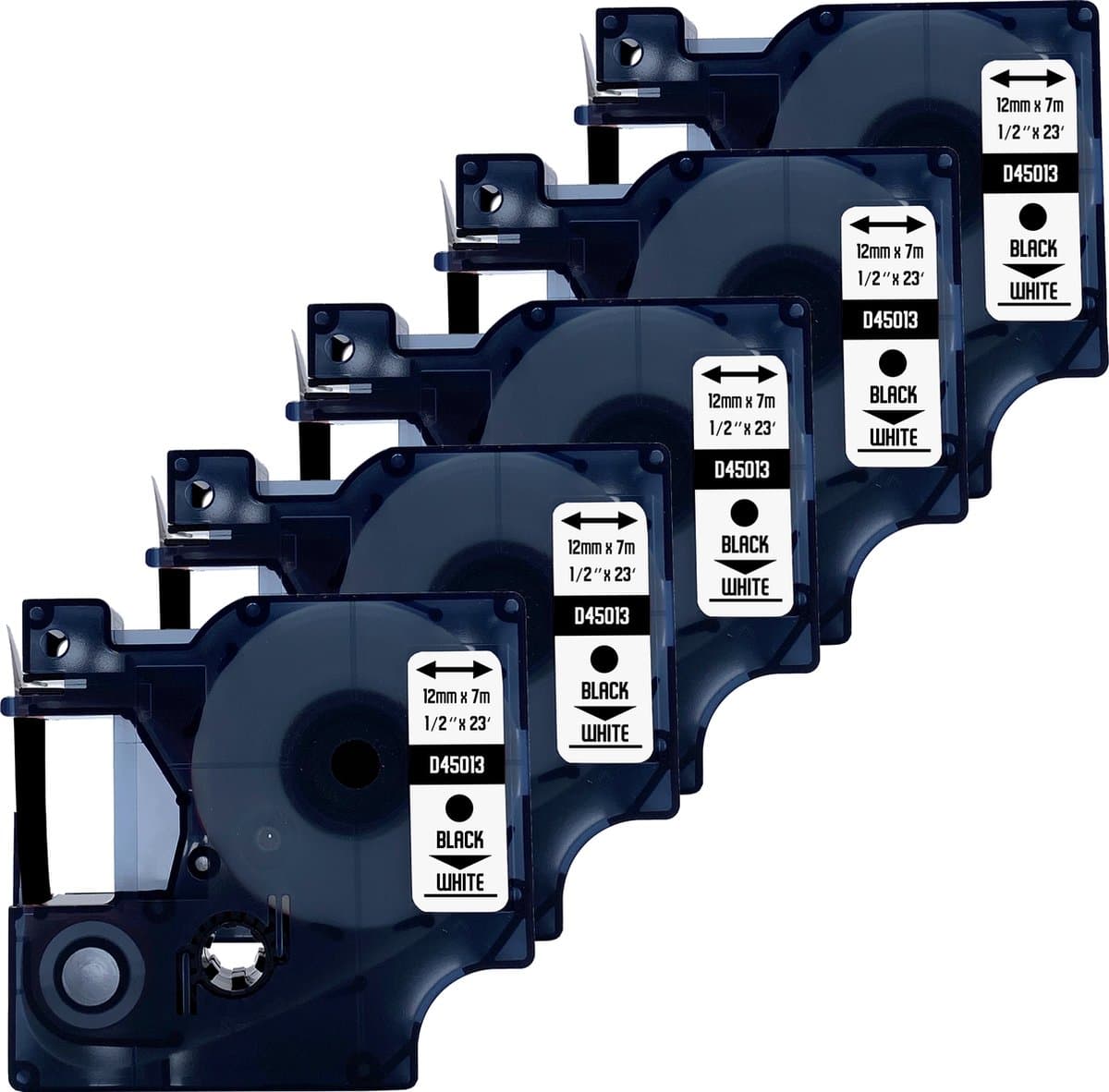DULA Dymo D1 45013 - S0720530 - Compatible label tape - 5 lettertapes - Zwart op wit - 12mm x 7m (EAN: 8720598111552): 🖨️ Waarom ik dit probeerde