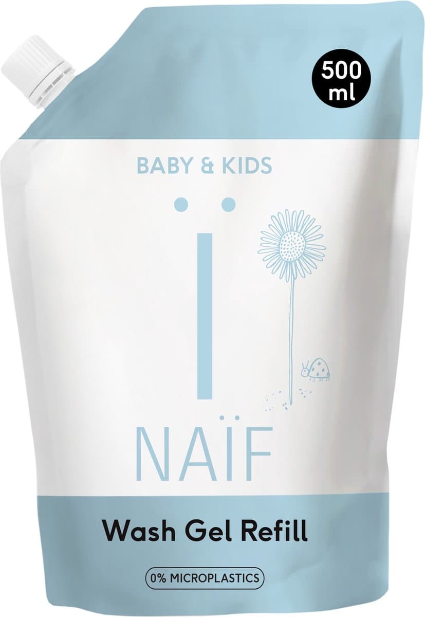 Naïf Reinigende Wasgel Pompfles Navulverpakking voor Baby & Kids - met Natuurlijke Ingrediënten- 500 ml (EAN: 8717953117311): Wasgel voor de mini’s die wél meegaat met jouw non-nonsense lifestyle 🌿