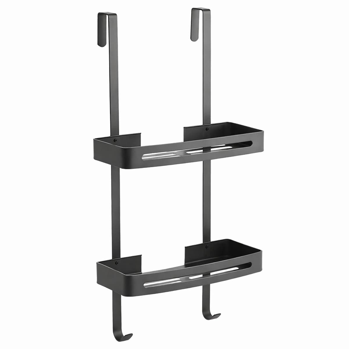 Leba Doucherek - Doucherek zonder boren - 60 x 32 cm - Hangend doucherek - RVS - Twee laags - Zwart (EAN: 8721249996146): Geen boormachine Geen probleem! 🛠️