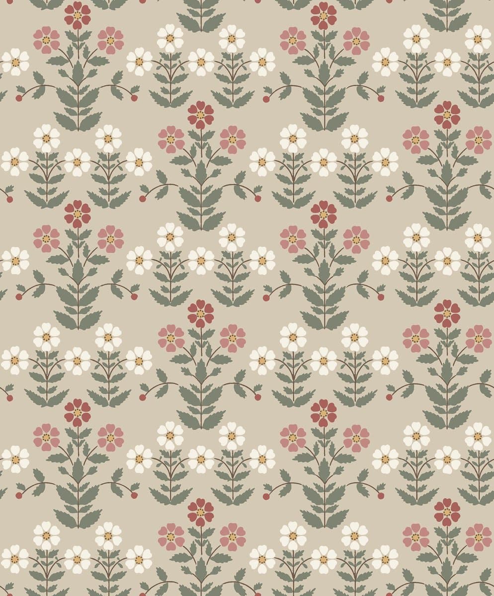 Boråstapeter Vliesbehang 4810 - New Heritage - Bloemen Rood - 53cm x 10.05m (EAN: 7320094044920): De charme van 'New Heritage'