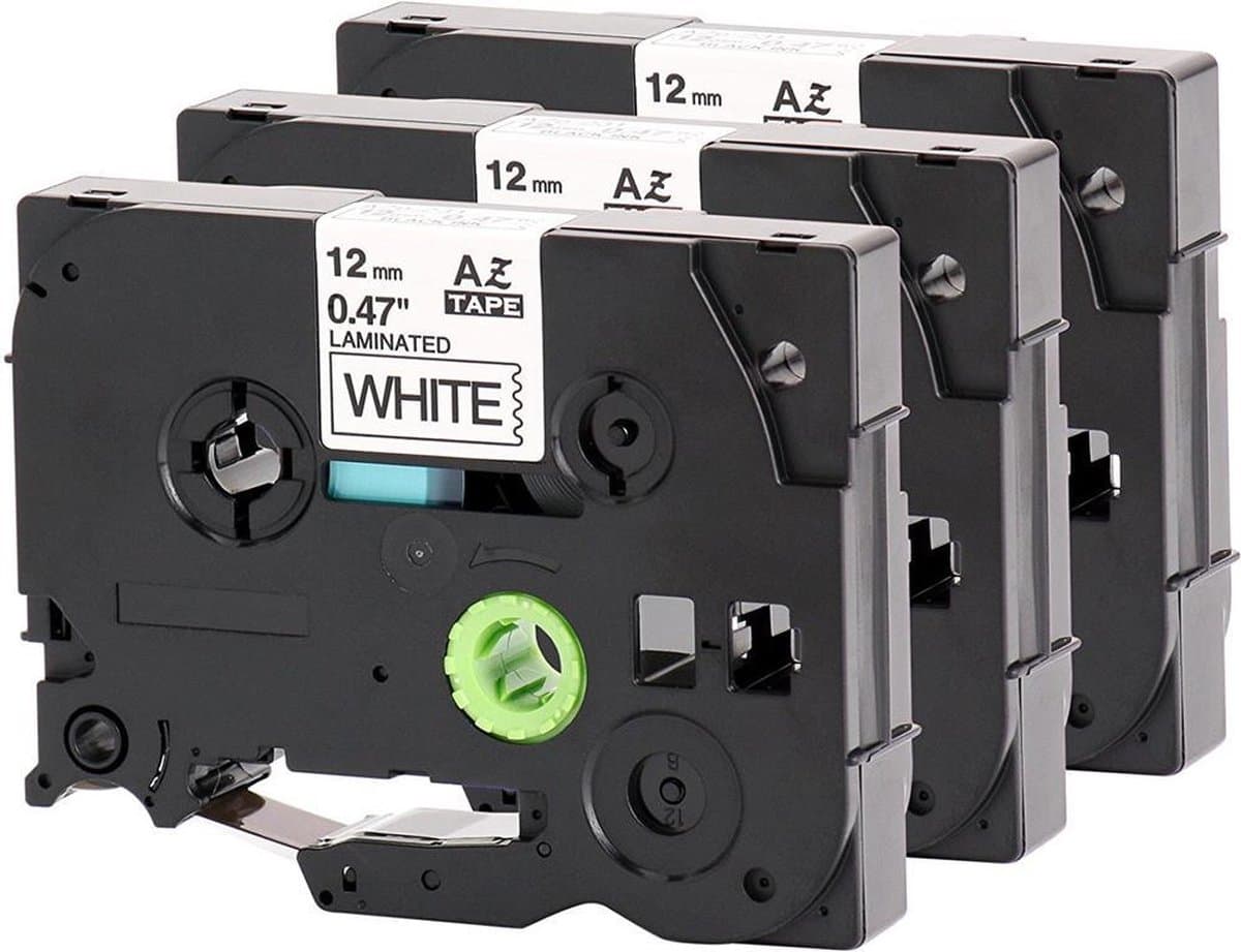 3x Brother Tze-231 TZ-231 Compatible voor Brother P-touch Label Tapes - Zwart op Wit - 12mm x 8m (EAN: 6954200609980)