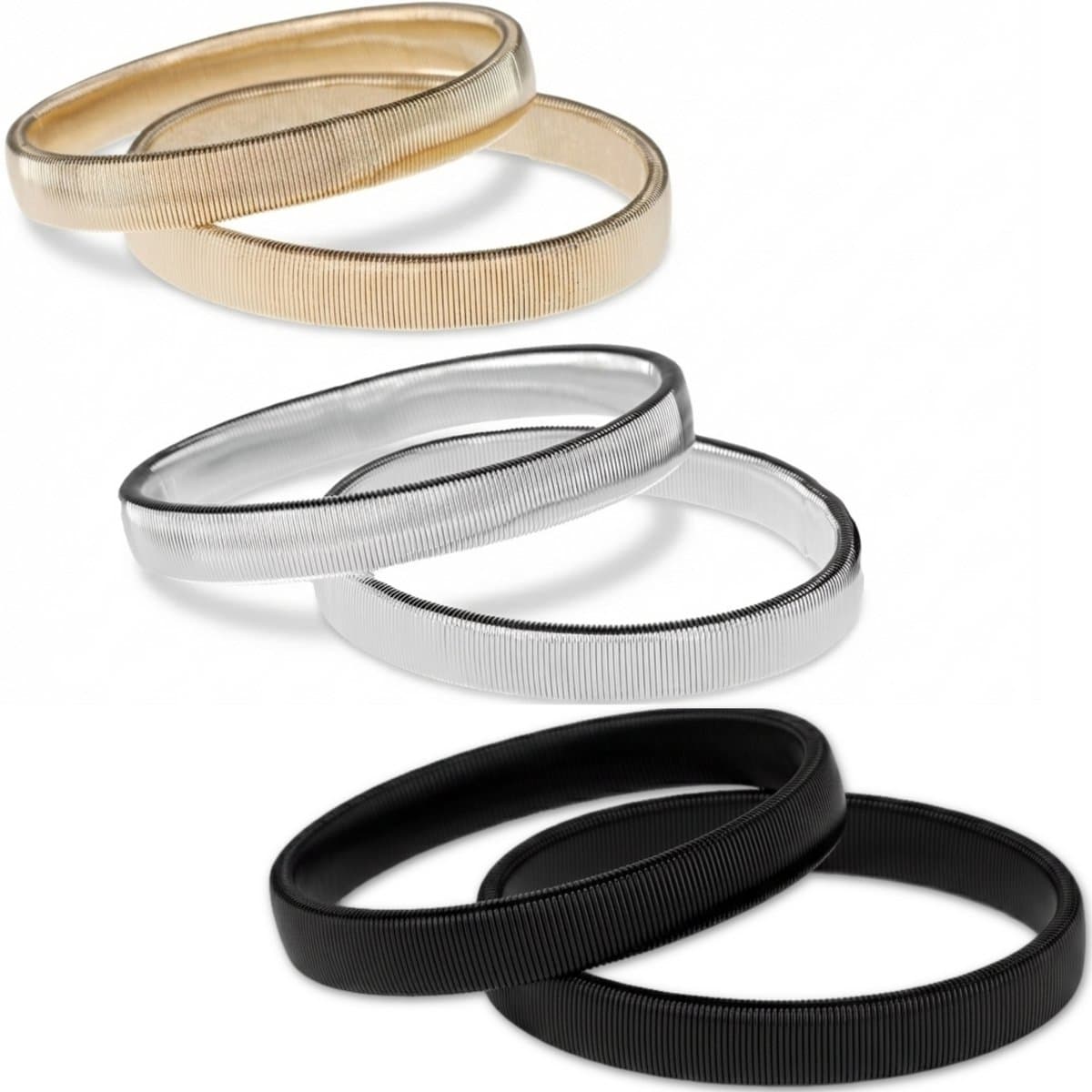 YUGN Deluxe Mouwophouder 3 Paar - Sleeve holder - Mouwophouders Dames Heren 6 stuks - 2x Zilver 2x Goud 2x Zwart (EAN: 8721008923772)