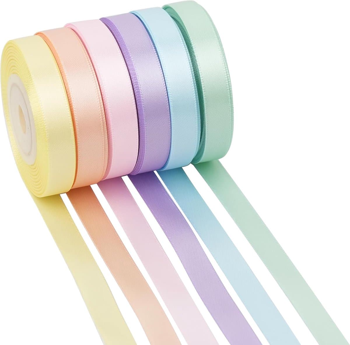 6 stuks - Satijn Lint - Satijnen Linten - Zijden Linten - Cadeaulint - Ribbon - Sierlint - Lintje - inpaklint - Hobbylinten - 9mm - 4.5 Meters - Hobby Accessoires - DIY - Knutselen - Knutsel Ribbon - voor naaien/ballonnen/geschenkverpakking/boeket...