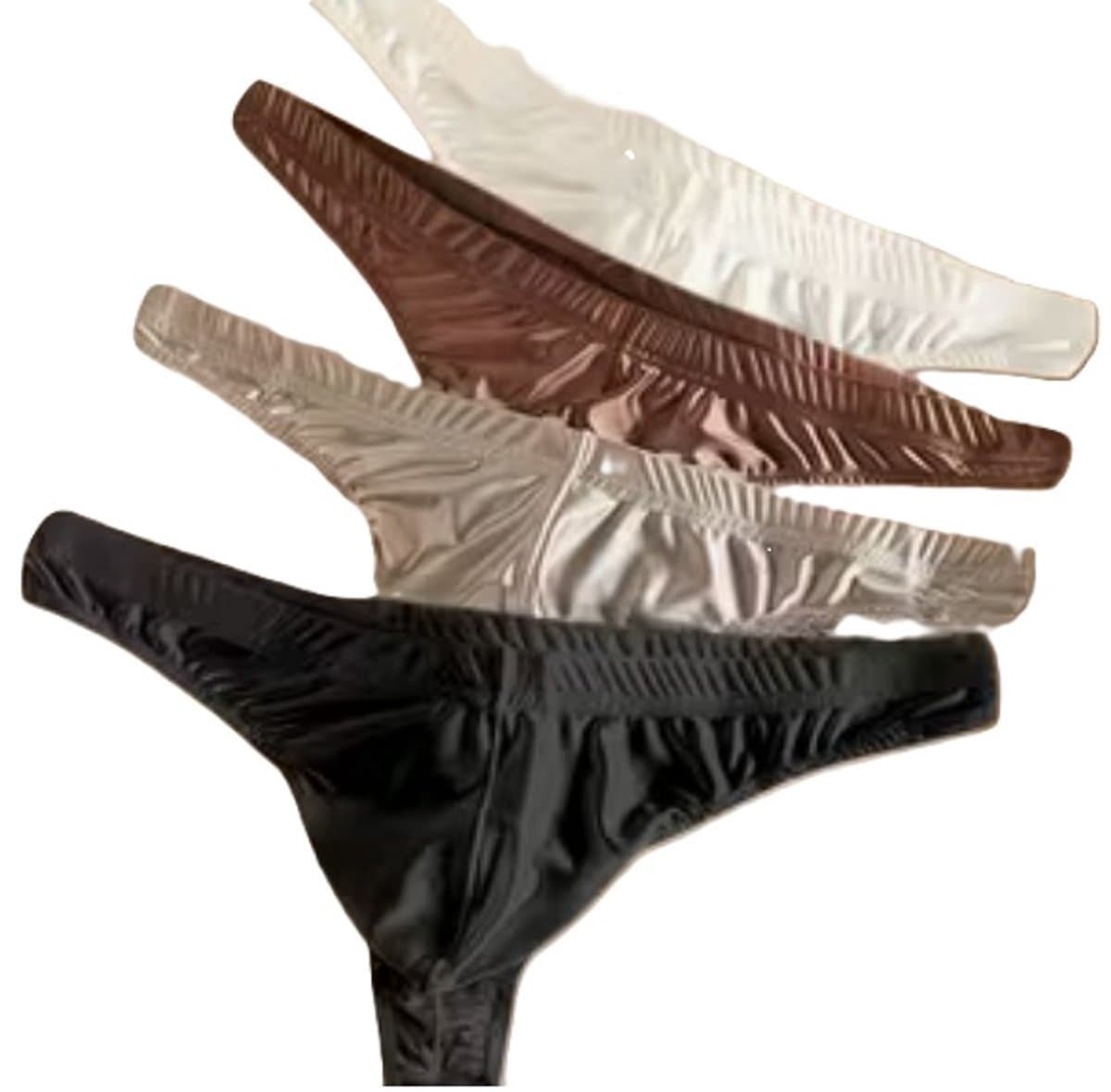 BamBella ® - String- 4 stuks - maat S/M - ondergoed set pakket kant zacht glans stof zwart bruin heren onderbroeken man (EAN: 8721017936510)