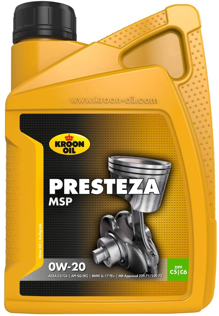 Kroon-Oil Presteza MSP - Synthetische Mid-SAPS Motorolie 0W-20 - 1 Liter - Transparant (EAN: 8710128364954)