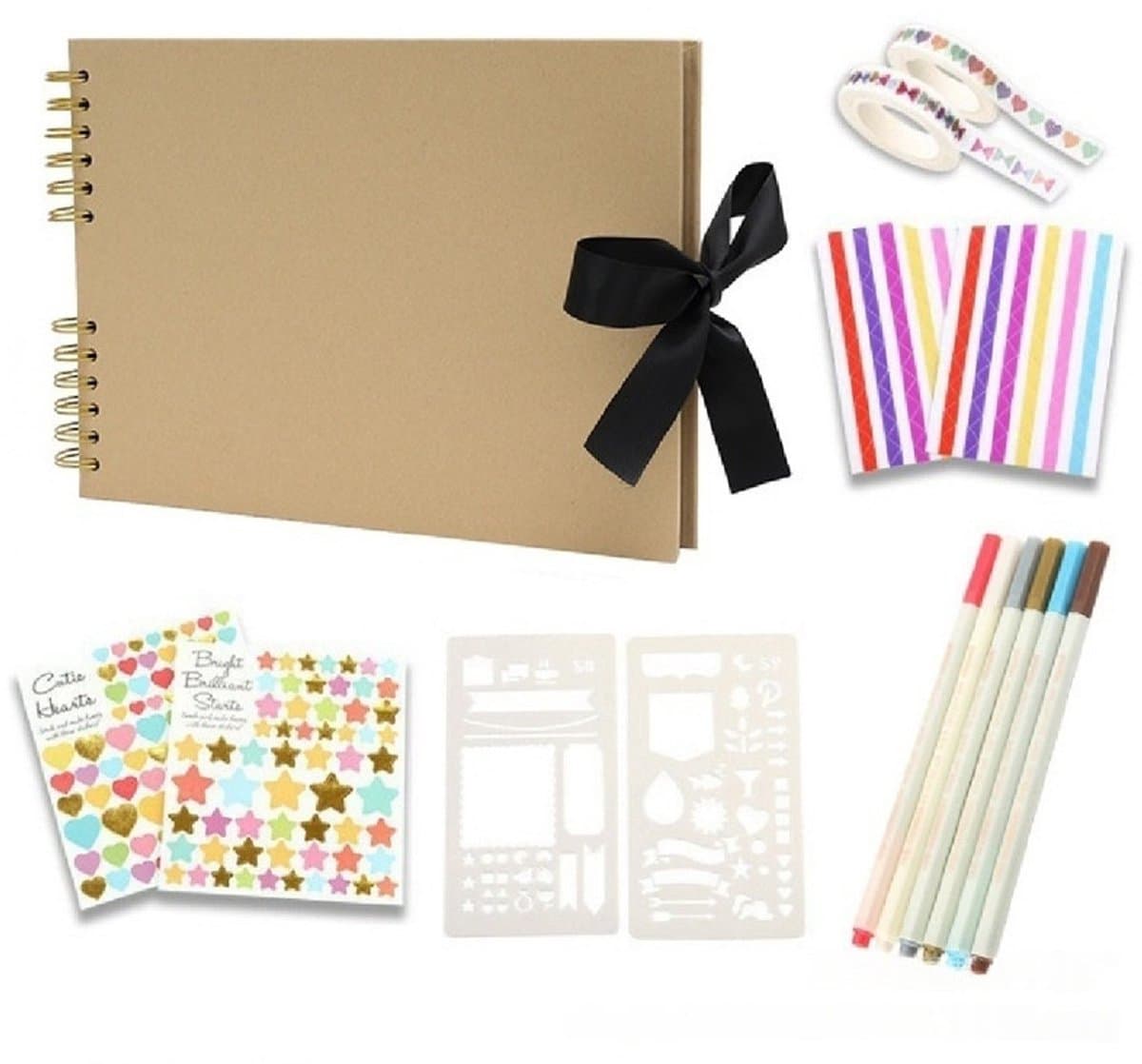 DIY-Scrapbookalbum — Inclusief 6 metallic stiften — Creatief scrapbook & fotoalbum — 40 vellen (80 pagina's) karton (290 x 205 mm) — Stevige hardcover & roestvrijstalen binding — Een bijzonder, gepersonaliseerd cadeau voor een dierbare (EAN: 80265...