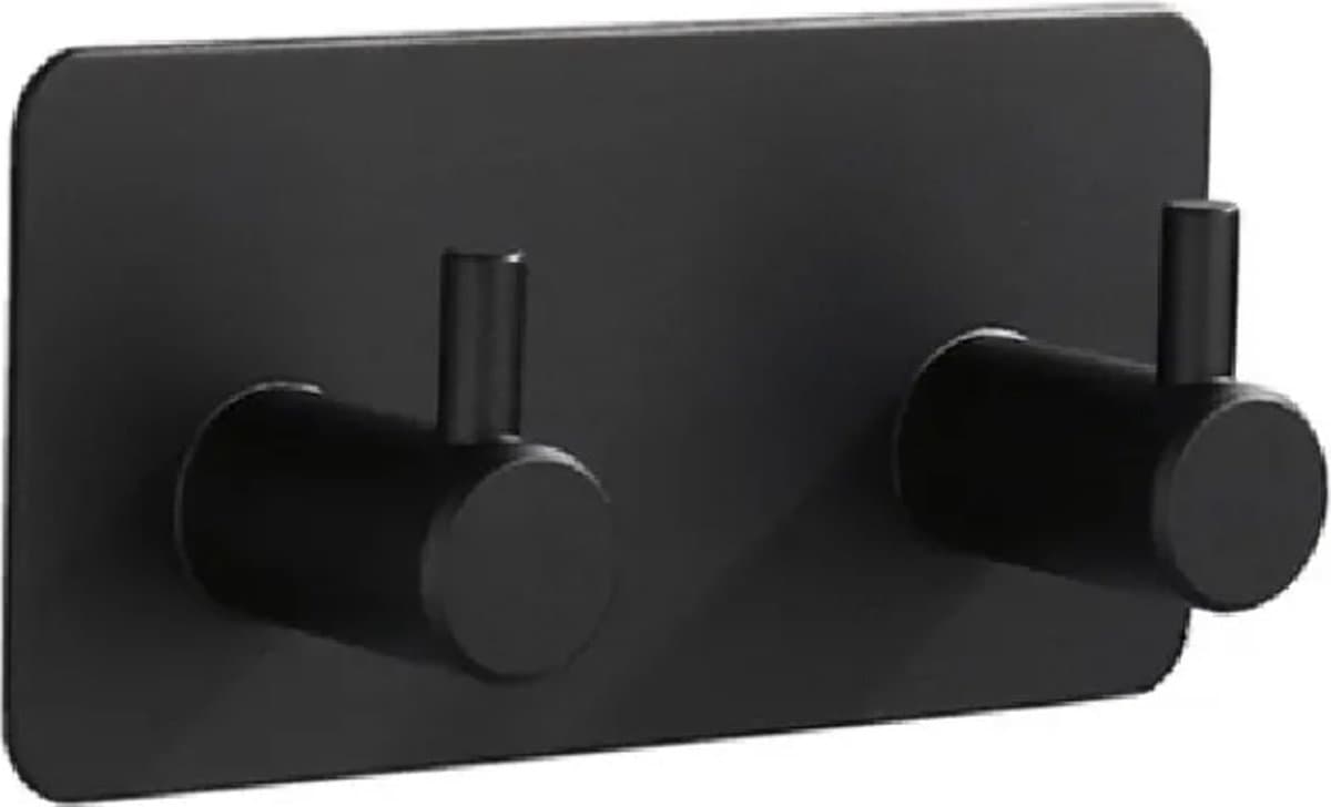 Handdoekhaakjes - 2 in 1 RVS Zelfklevend - Rechthoekig Handdoek Haakjes - Handdoekhaak - Zwart (EAN: 8720604132342): De 'Black-on-Black' Look