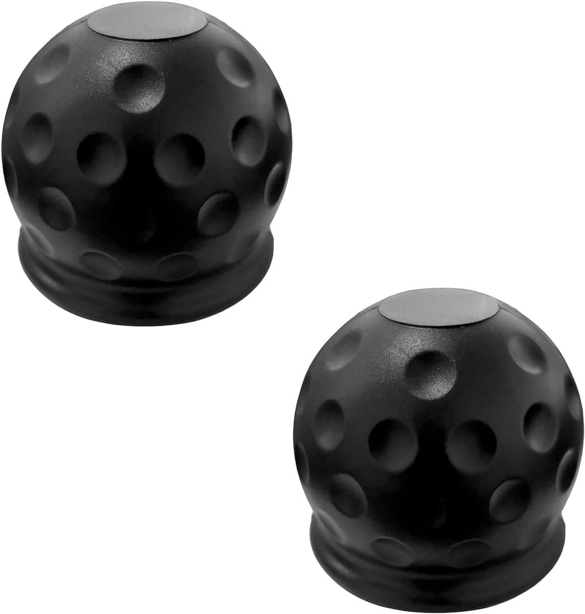 Trekhaakdop - 2 Stuks - Trekhaakdoppen - Rubber - Trekhaak dop - Beschermkap voor trekhaak - Kogelkopdeksel voor aanhangwagen - Rubberen afdekking - Universeel - Krasbescherming - Sferisch - Golfbal look - 62 mm - Zwart (EAN: 9484896315782)