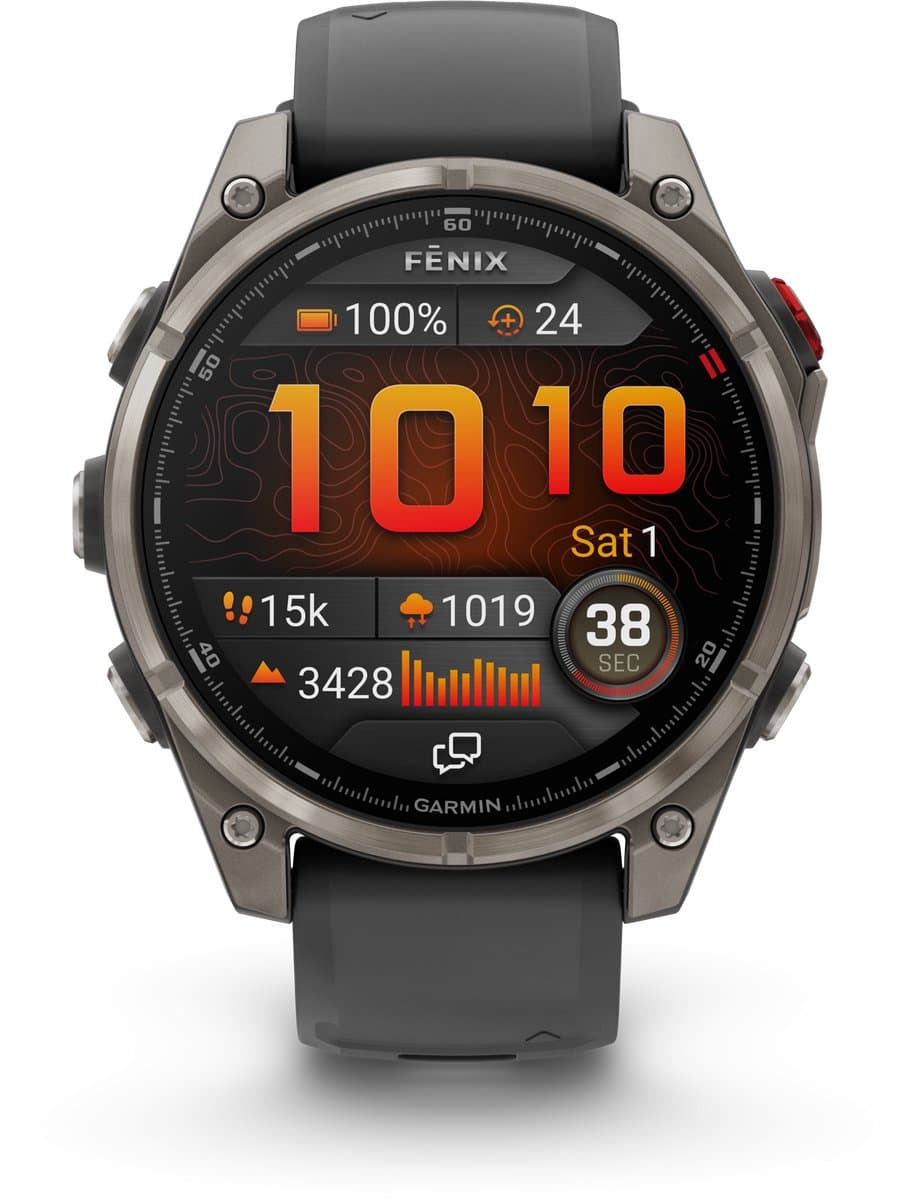 Garmin fenix 8 Pro - Smartwatch - 47 mm - AMOLED - Ingebouwde inReach® technologie - LTE connectiviteit - Tot 15 dagen batterijduur - Titanium (EAN: 0753759350949): **Design slank, stevig en *wow*-factor**