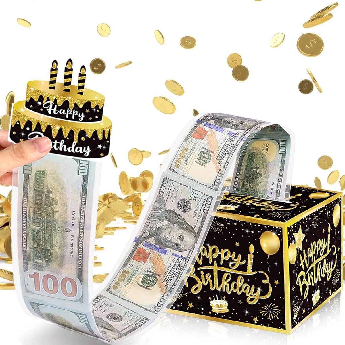 Popup Explosion Gift Box - DIY Geld Cadeau Ideeën - Grappige Gelddoos - Gelddoos met 30 Transparante Tassen - Trek Verrassing - Cadeaubox voor Mannen en Vrouwen - Verjaardagscadeaus (EAN: 6154402758770): Wat is het precies