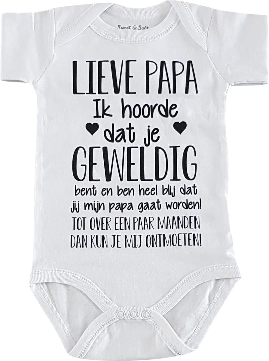 Baby romper cadeau tekst papa zwangerschap bekendmaking aankondiging voor de liefste aanstaande geboorte gaat worden jullie worden zwangerschapsaankondiging je wordt vader eerste Vaderdag kort 56 (EAN: 7445935162127)