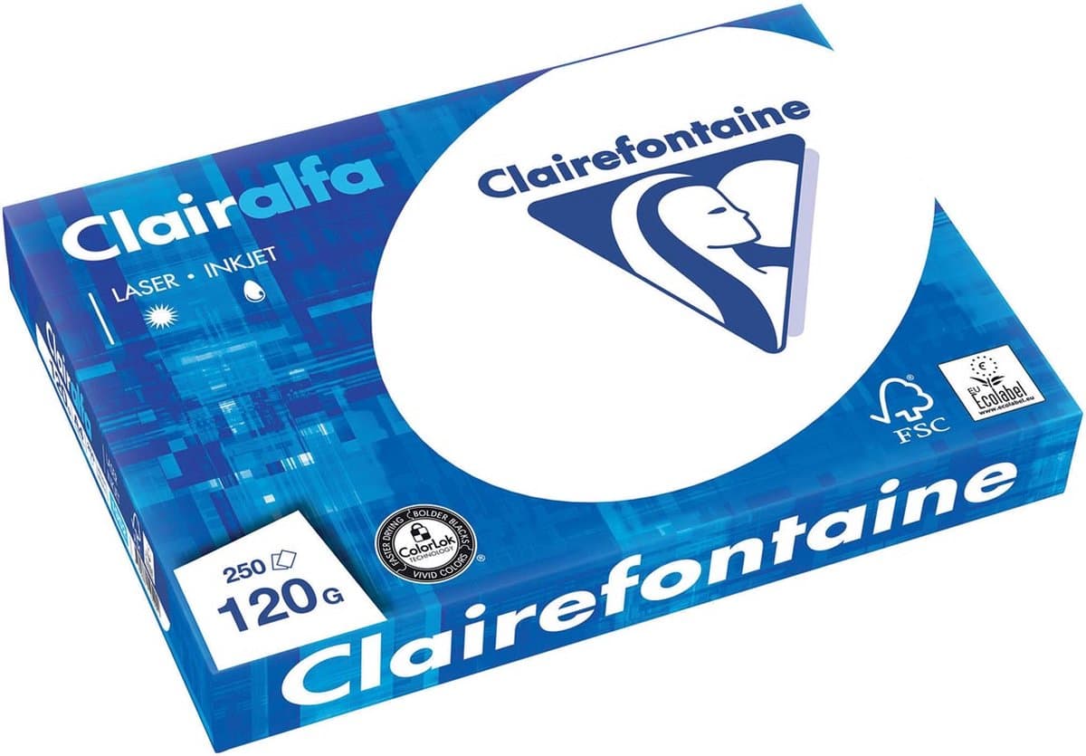 Clairefontaine - Clairalfa - Presentatiepapier - A4 - 120 grams - 250 vel (EAN: 3329680195200)