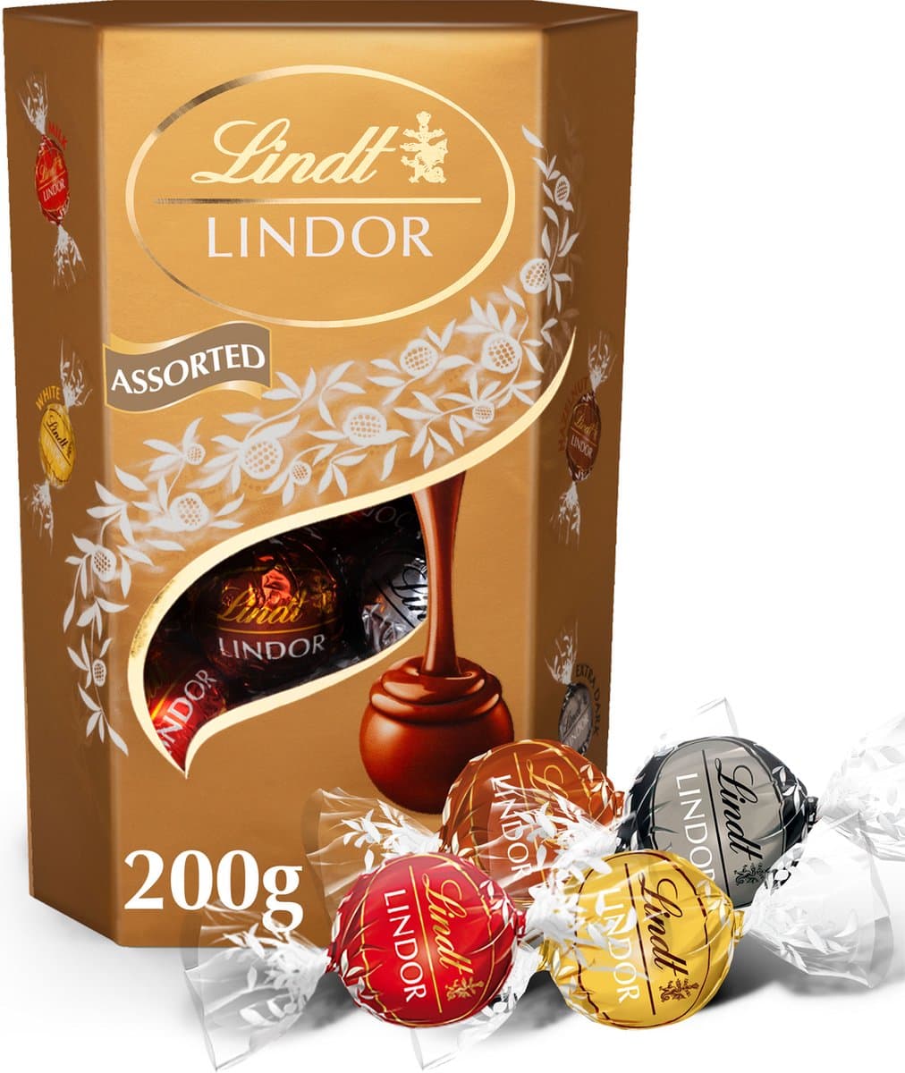 Lindt LINDOR Gemengde chocolade bonbons 200 gram - Melk, Wit, Puur en Hazelnoot chocolade bonbons - 16 bonbons - Moederdag Cadeau (EAN: 8003340093611): Wat maakt deze bonbons zo bijzonder