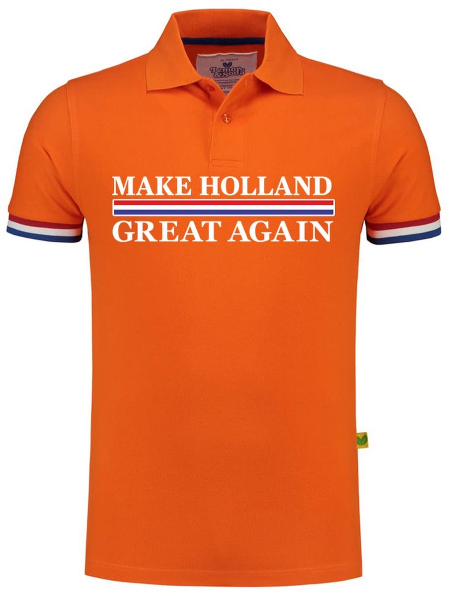 Bellatio Decorations Koningsdag verkleed poloshirt heren - make Holland great again - oranje S (EAN: 8721131356478)