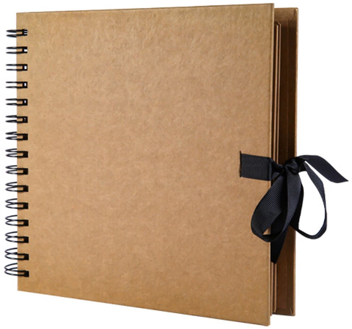 40 Pagina's Scrapbook Album - 20x20 cm (8x8 Inch) - Bruin Kraft Papier - Hardcover met Lintsluiting - Herinneringenboek (EAN: 0726597005371)