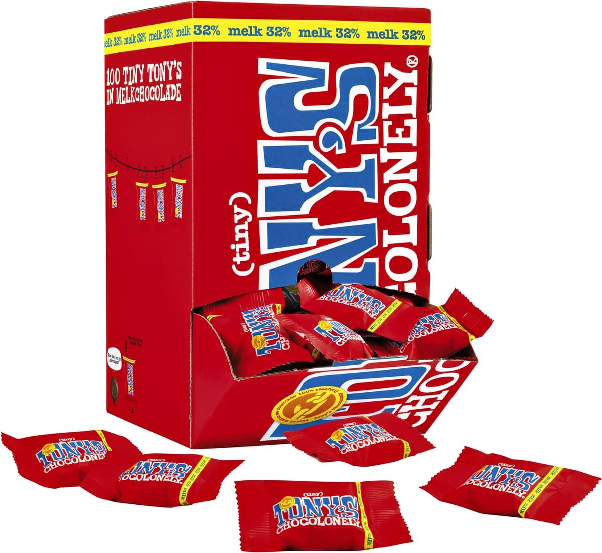 Tony's Chocolonely Tiny Tony's Melk Chocolade - Melkchocolade 900 gram 100 stuks Belgische Fairtrade Chocola (EAN: 8719956491078)