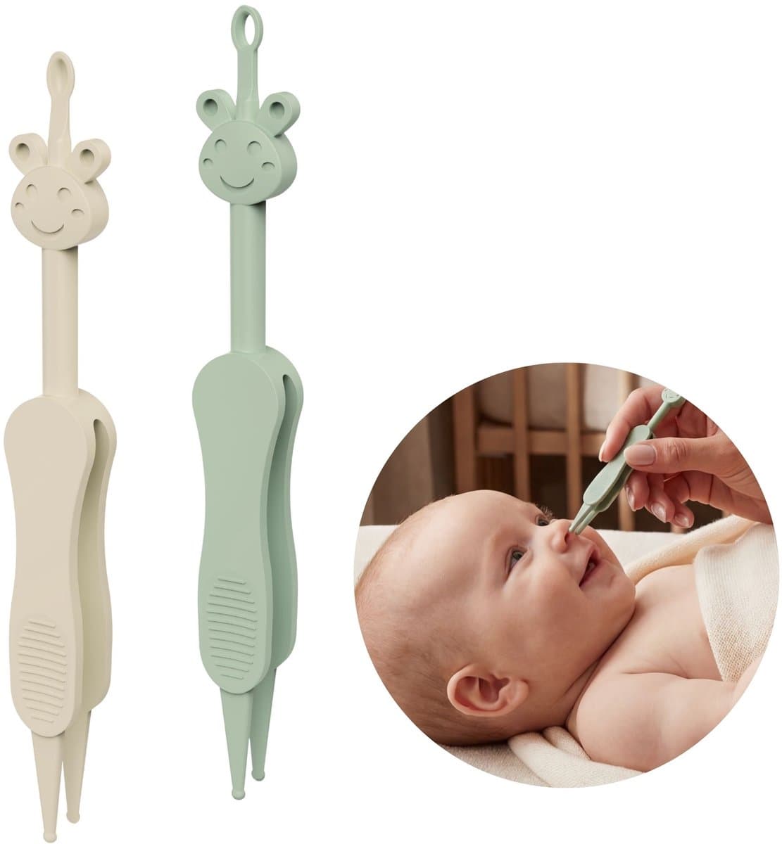 Broemba Baby Neusreiniger & Oorreiniger - 3-in-1 alternatief voor Neuspeer of Neuszuiger - Groen & Beige (EAN: 8720892447692)