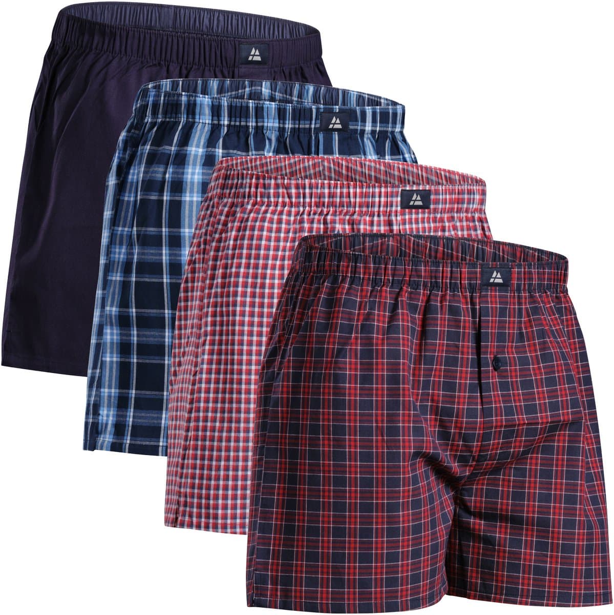 DANISH ENDURANCE Losse Boxershorts biologisch katoen Heren Ondergoed - Knoopgulp - 4-pack - Blauw Rood Mix - Maat L (EAN: 5713205022511)