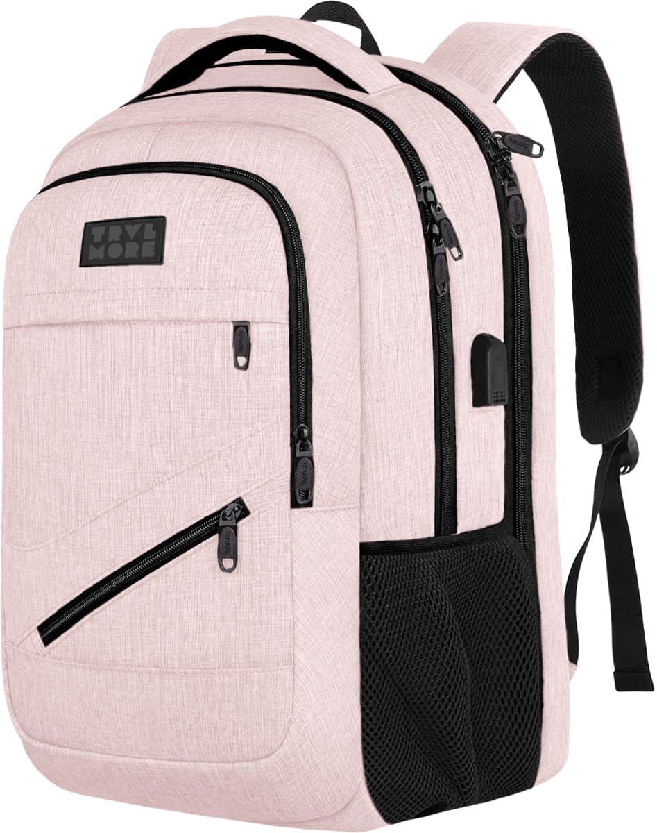 TRVLMORE 36L Rugzak - Rugtas met 17 Inch Laptopvak - Schooltas - Laptoptas - Spatwaterdicht - Heren en Dames - Jongens en Meisjes - Roze (EAN: 8721055566427)