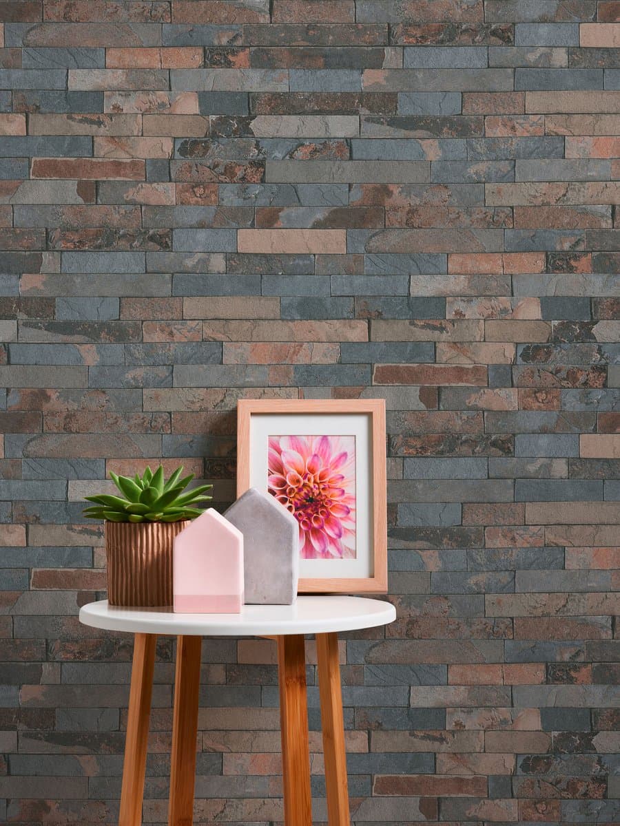 STEEN BEHANG | Industrieel - zwart bruin grijs - A.S. Création Elements (EAN: 4051315344835): De industriële vibe, maar dan knus