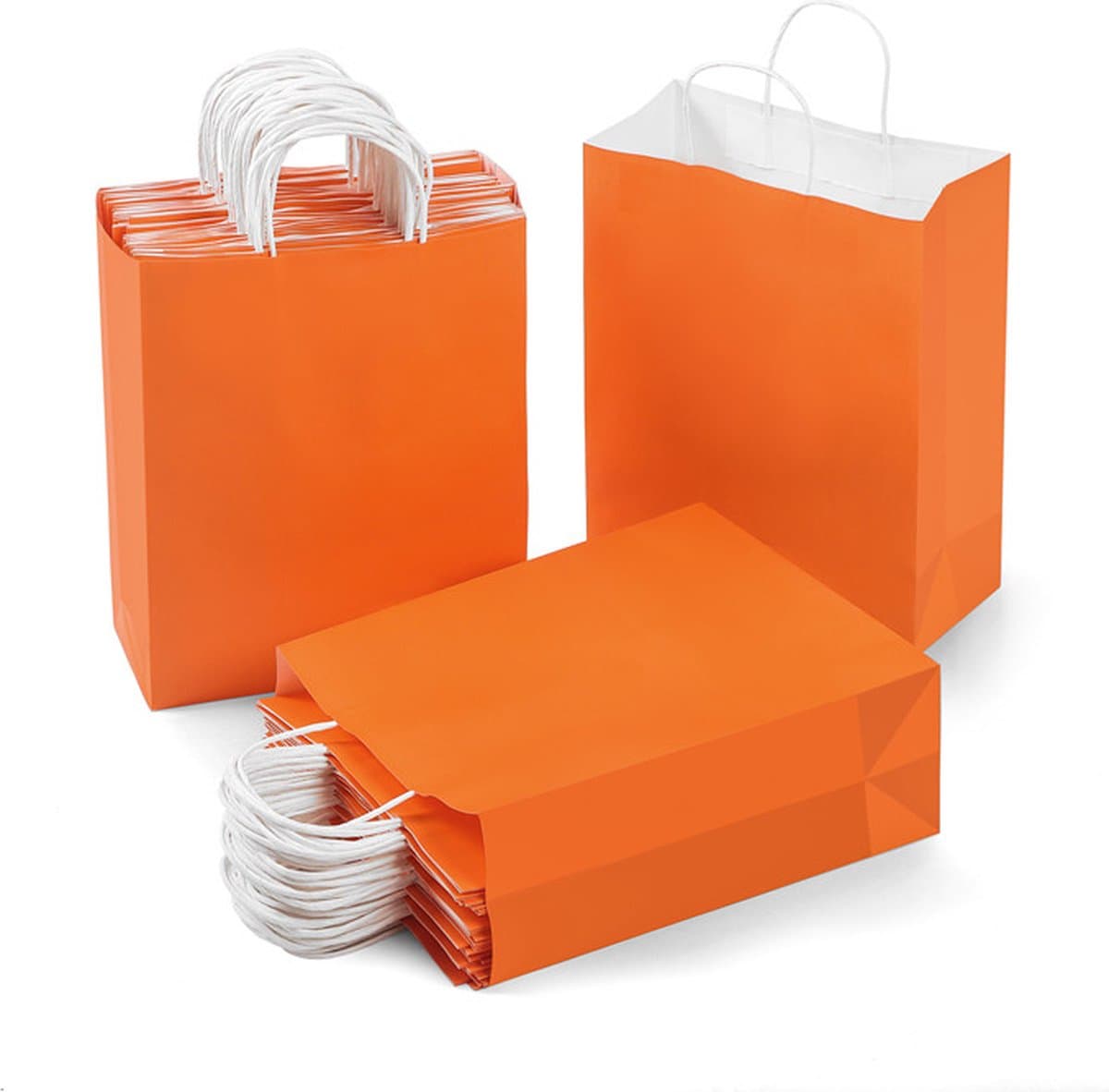 50 papieren Draagtassen Van Kraftpapier Met Gevlochten Oren 18x8x22cm Oranje Kraft Papieren Tasjes Met Handvat/ Cadeautasjes met gedraaid handgrepen / Zakjes/ Orange (EAN: 5407008940492): Waarom deze tassen in mijn hart hebben geslagen