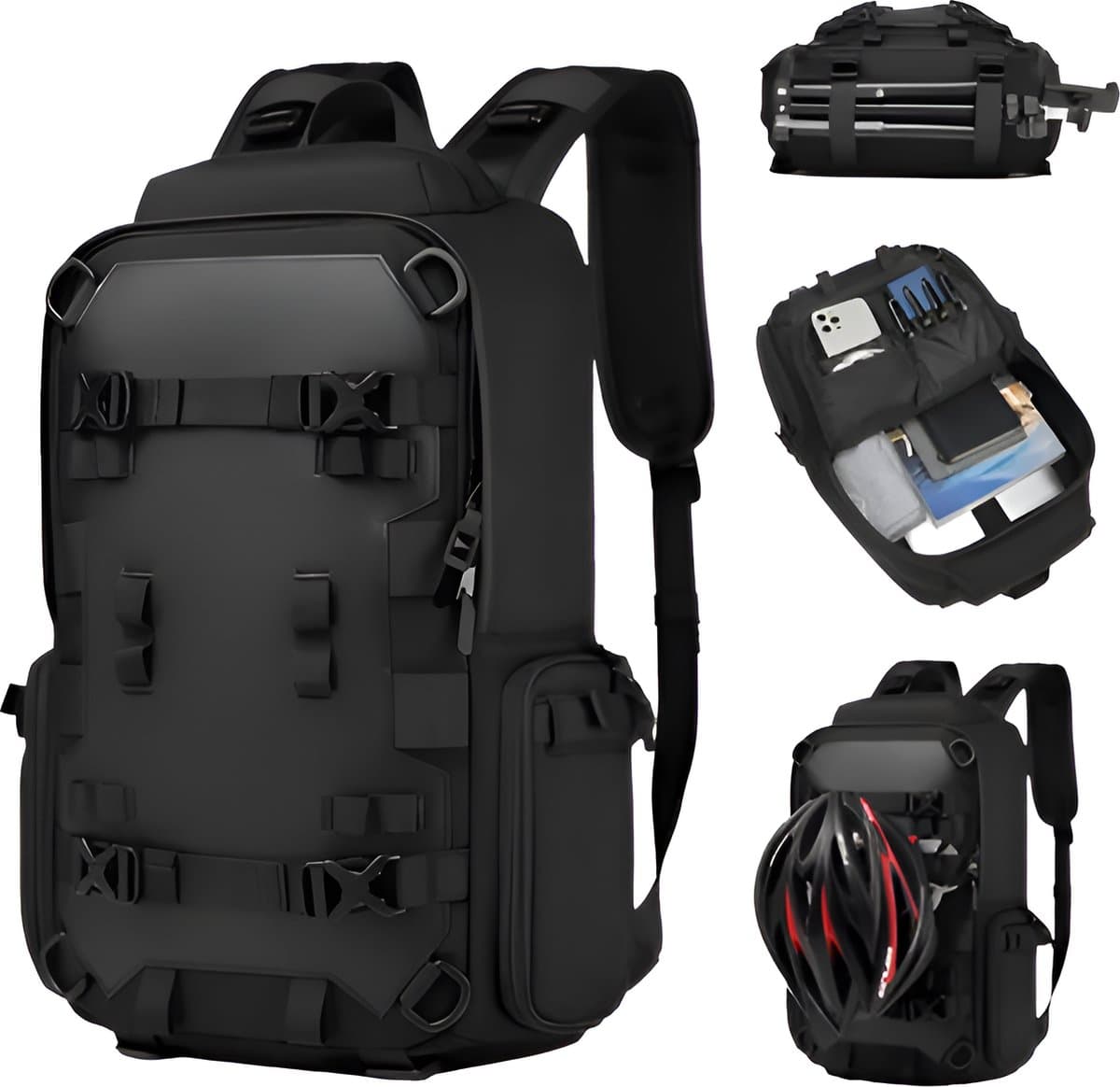 CarryQuest® - Motor Rugzak - Rugzak - Zwart - Snowboard Rugzak - Skateboard backpack - Motorrugzak Oxford Stof - Multifunctioneel - Waterdicht - Ergonomisch Ontwerp - Zwart (EAN: 8785291786544)