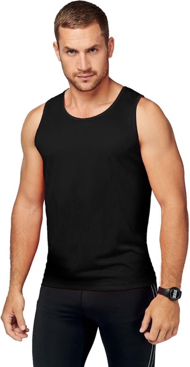Sport singlet voor heren - Tanktop hemd - Zwart - Herenkleding - Mouwloze t-shirts - sportkleding L (EAN: 8719538241077)