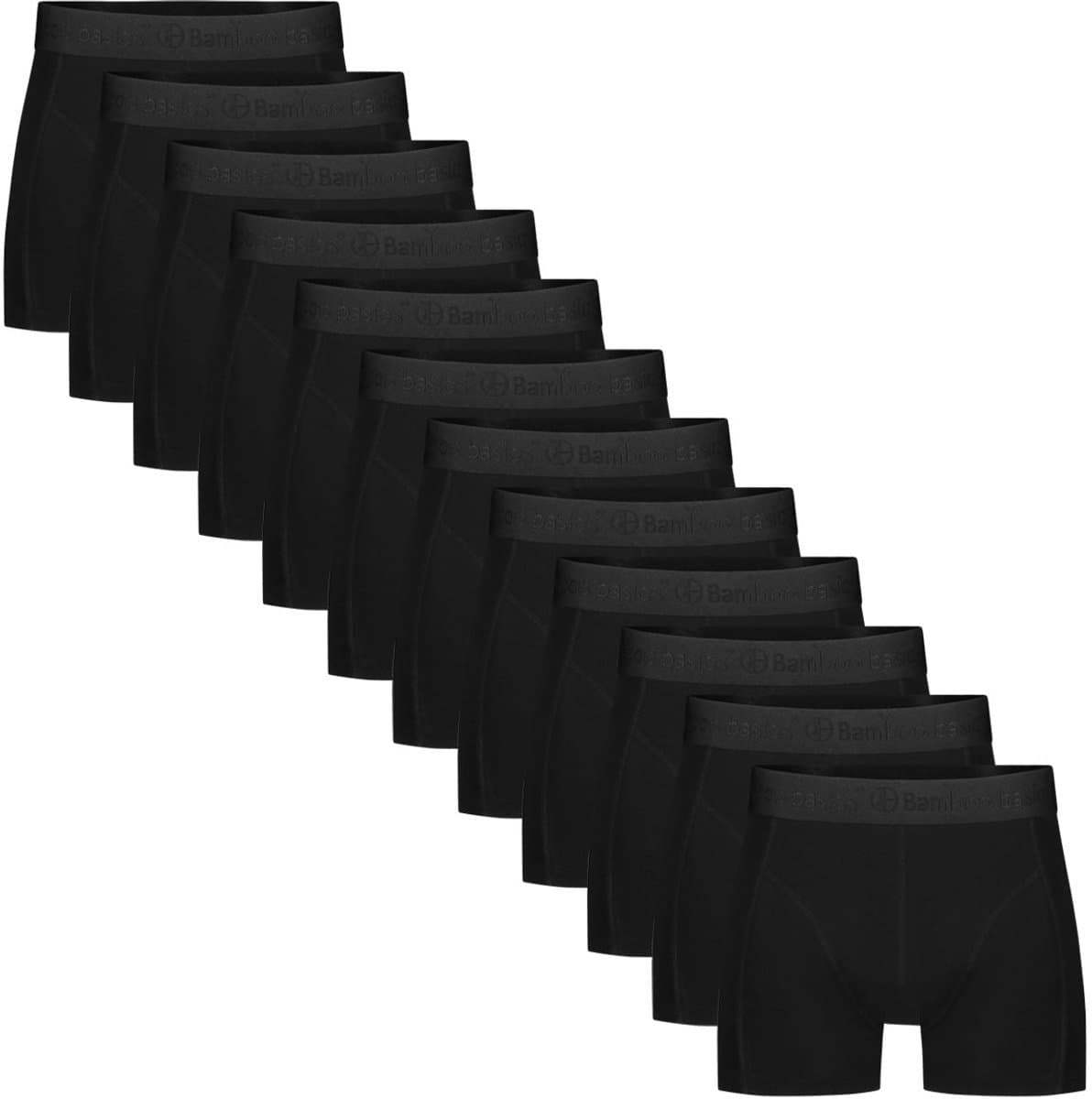 Bamboo Basics Heren Bamboe Boxershorts Rico (12-pack) - Zwart Ton Sur Ton - Ondergoed Heren - Boxershort Heren Lange pijp - Maat L (EAN: 8719008077946)