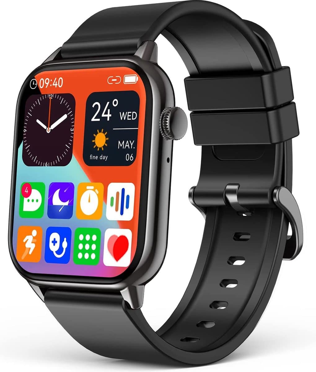 SAMTECH Smartwatch - Heren & Dames – horloge – met HD Touchscreen - Stappenteller, Calorie Teller, Slaap meter – Geschikt voor iOS, Android en meer - Zwart (EAN: 8720648203473)