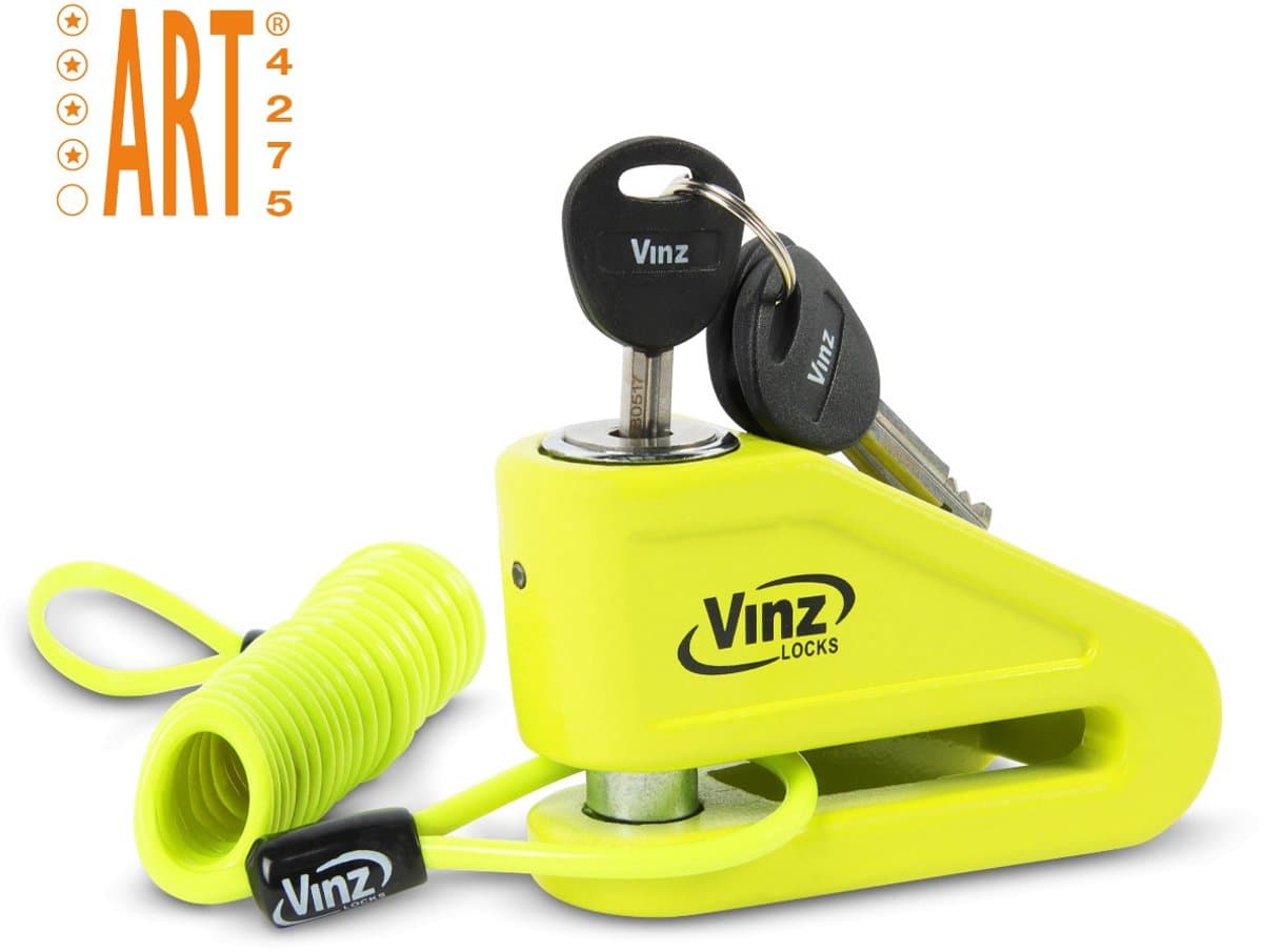 VINZ Baretti ART 4 Schijfremslot, Remschijfslot - Motorslot, Scooterslot - ART 4 Slot - Tasje & Reminder Geel (EAN: 8720574320138): **Wat Maakt Dit Slot Speciaal**