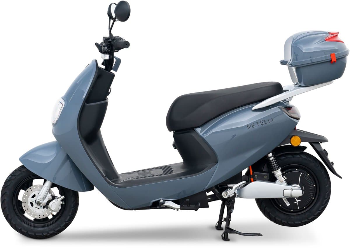 E-scooter - Retelli Benefico - 60 kilometer actieradius - grijs - Keuze uit: Brom/snor - incl. topkoffer - incl kenteken, tenaamstelling en rijklaar maken. (EAN: 7435100281210)