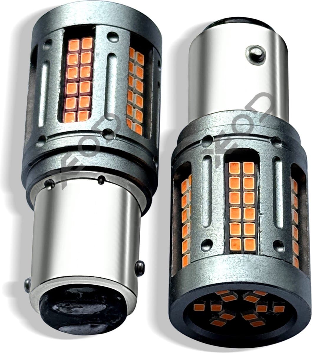 XEOD Xtreme P21/5W / BAY15D / 1157 - LED Lampen - Duplo Autolampen - Dagrijverlichting - Achterlichten - Stadslicht - Knipperlicht - USA Light - Remlicht - Canbus - Fel Oranje - 12V - 2 Stuks (EAN: 8720849864718)