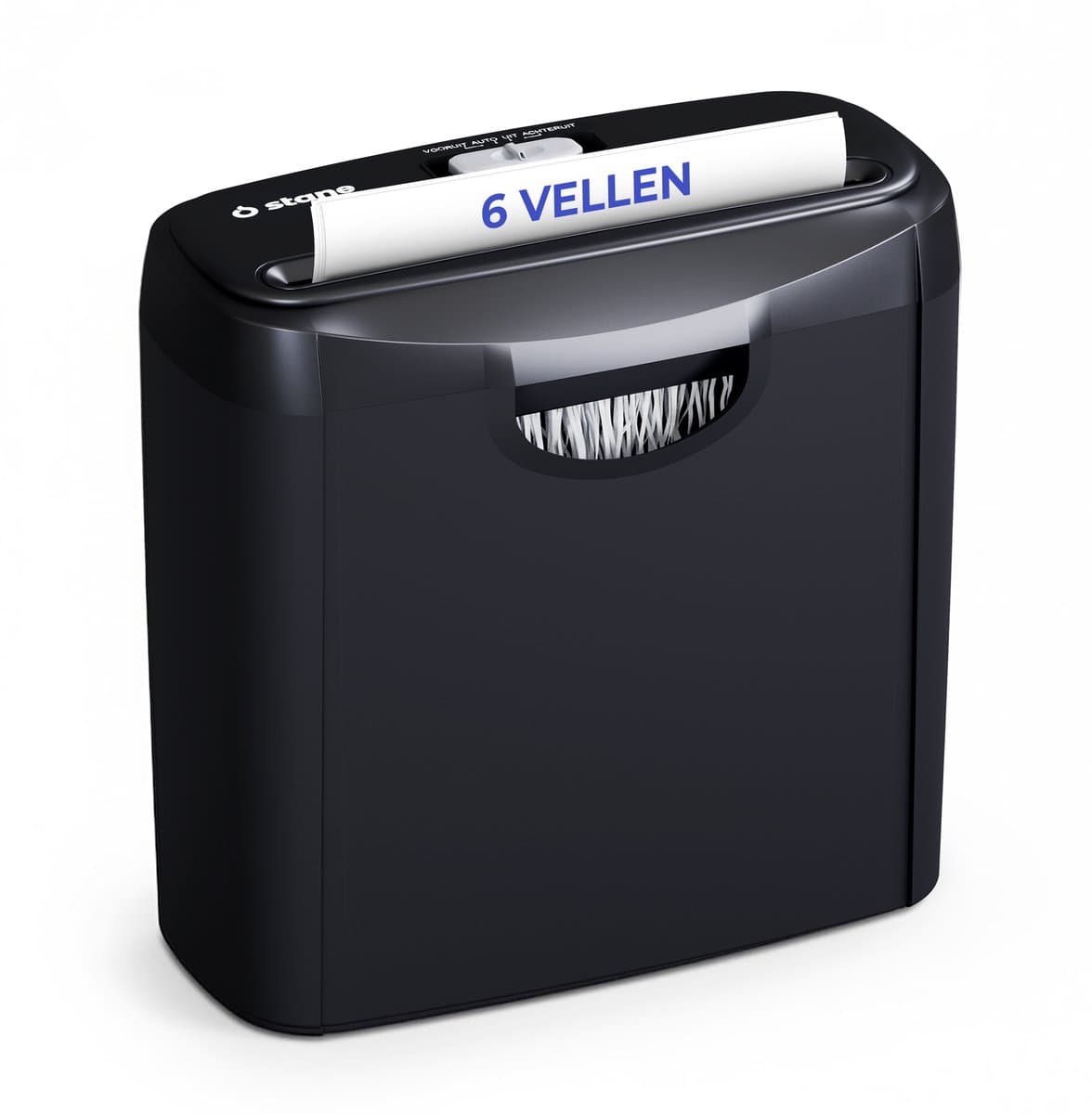 Stane Papierversnipperaar – Papiervernietiger voor Thuis en Kantoor – Shredder Vernietigt Creditcard - Versnipper 6 A4 Vellen in 1 Keer – 10L OpvangBak - Zwart (EAN: 8720938925245)