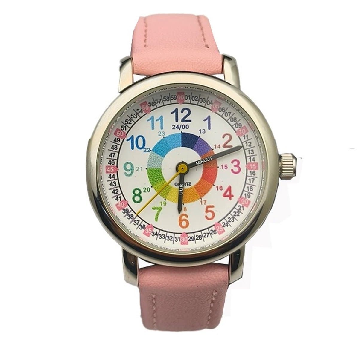 Horloge Meisjes – Kinderhorloge – Regenboog – Leren Klokkijken – Roze (EAN: 8720211698101)