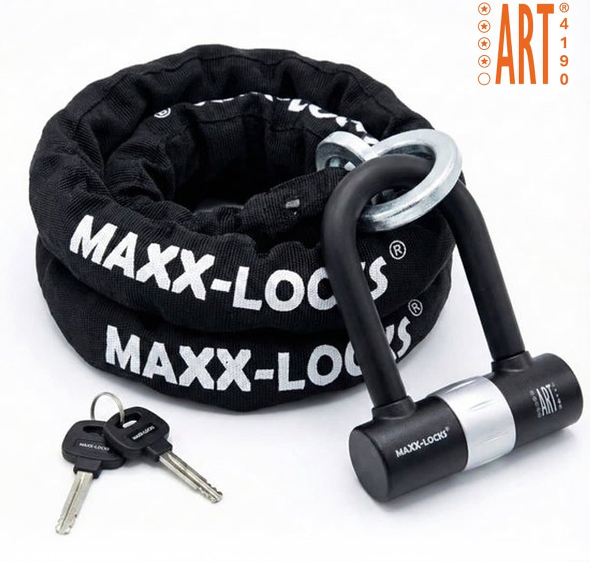 Maxx-Locks Tirau Art 4 Motorslot / Scooterslot - Kettingslot met Loop en Beugelslot - Art Gekeurd Slot voor Motor en Scooter & Brommer - 150 cm (EAN: 7432031373342)