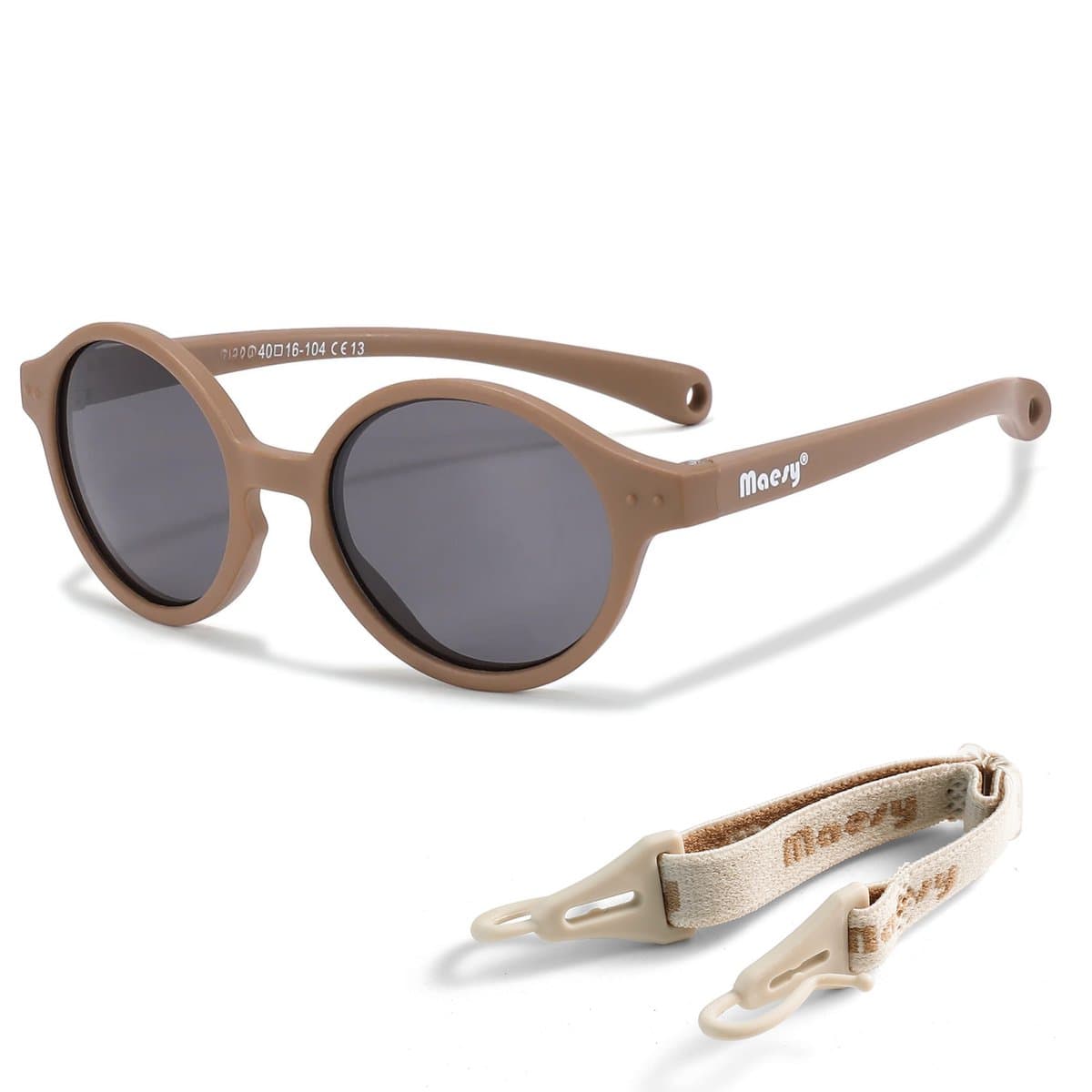 Maesy Baby Zonnebril Noah - 0 t/m 2 Jaar - Elastiek - Flexibel - UV400 Bescherming - Zonnebril Kind - Taupe Bruin (EAN: 8719327696569)