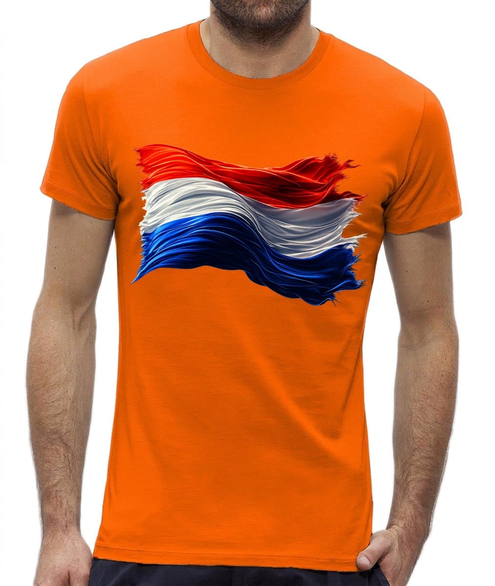Oranje shirt man vlag korte mouw – Koningsdag – EK shirt – WK shirt Maat L (EAN: 6152300291290)