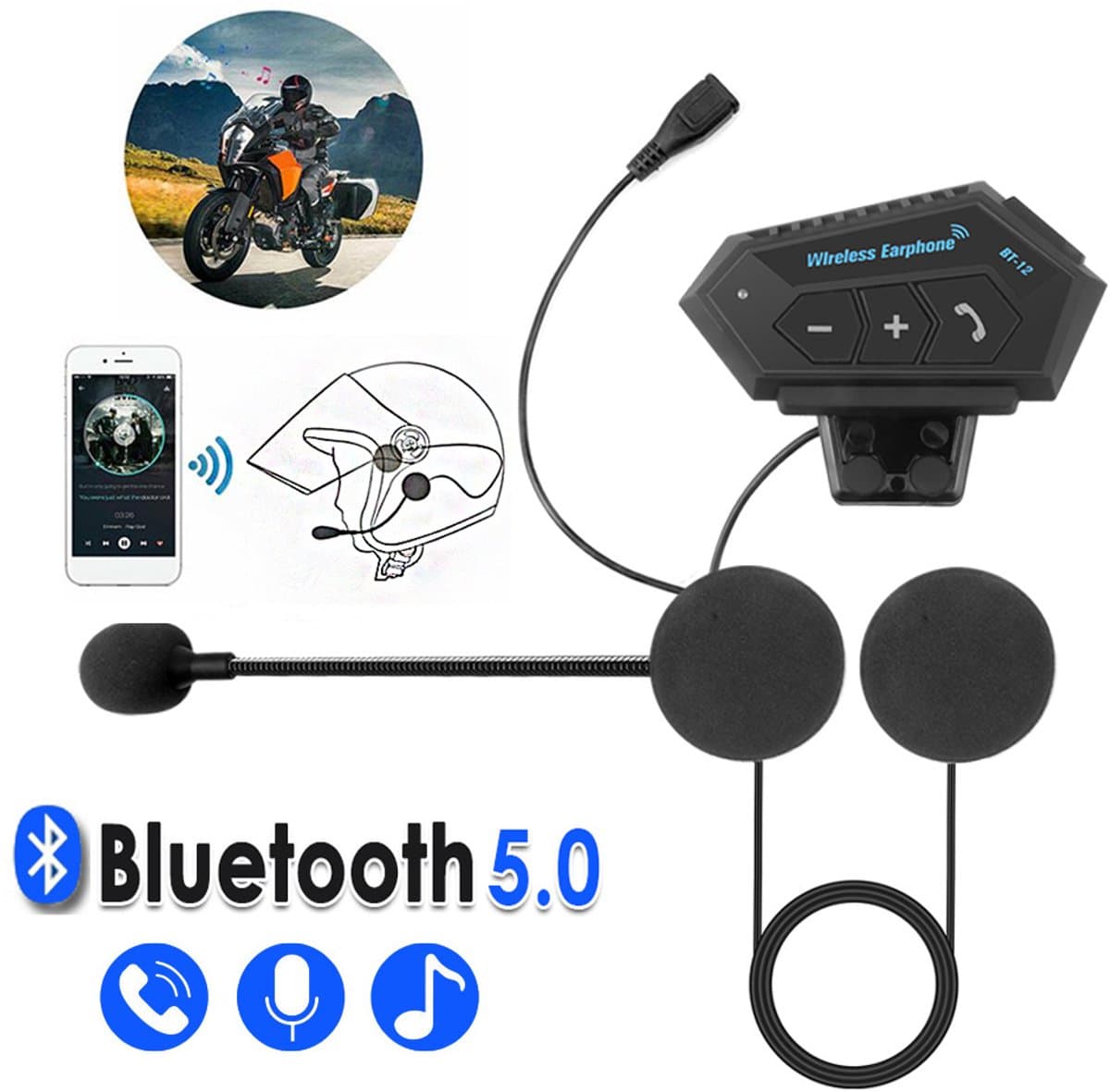 Bluetooth-headset voor motorhelm, stereo Bluetooth-oortelefoon, draadloze handsfree microfoon, waterdichte muziekspeler met luidspreker, voor motorrijder (EAN: 8721525522274): Waarom ik er zo nieuwsgierig naar was