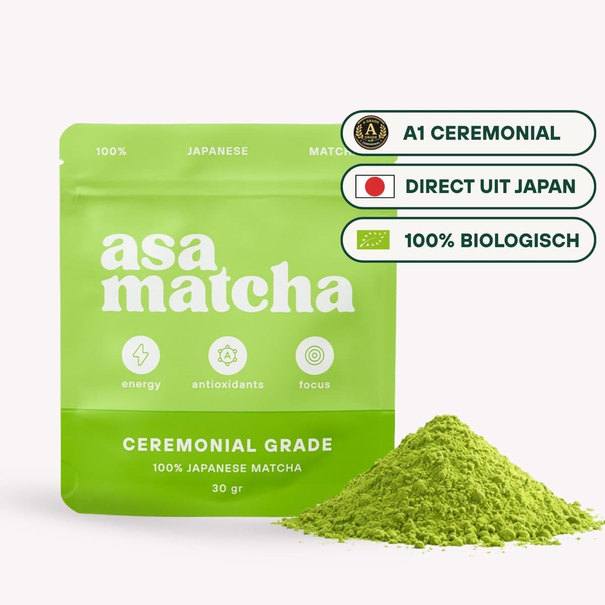 ASA Matcha® Ceremonial A1 Grade – Japanse Matcha Thee Poeder – Premium Matcha – Zacht & Romig – 100% Biologisch – 30g (EAN: 6152043990962)