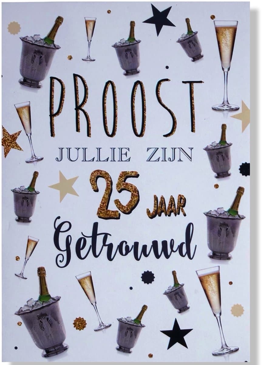 25 jaar Getrouwd! Luxe Zilveren huwelijk wenskaart 25 jarig jubilieum - 12x17cm - Gevouwen kaart inclusief envelop - Huwelijkskaart (EAN: 0710663469921): Hoe voelde de kaart aan