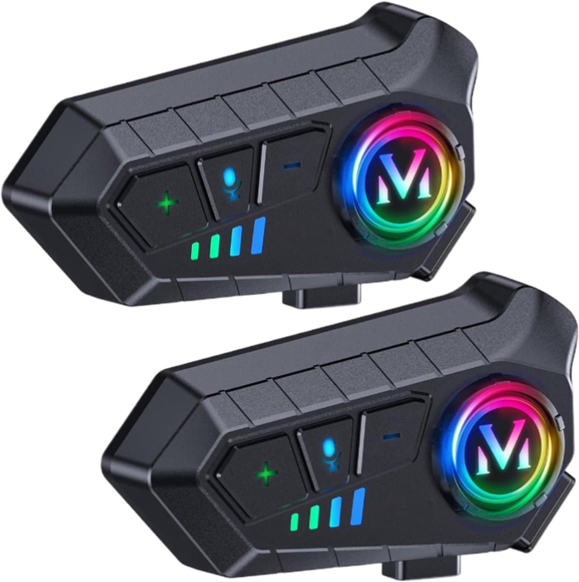 Motorhelm Headset - Intercom - Bluetooth - Oplaadbaar - Zwart - 2 stuks (EAN: 6152123793728)