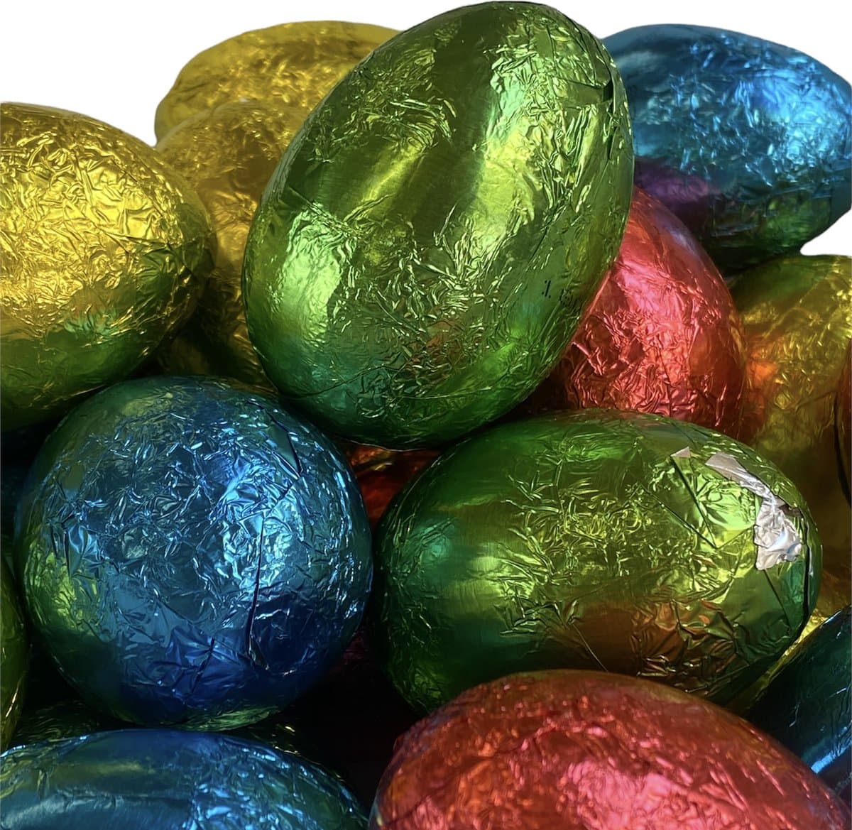 Grote chocolade paas eieren - 6 cm - 8 stuks - paaseieren - Pasen - verstop eieren - raapeieren - paaseitjes - paas decoratie (EAN: 8710401442140)