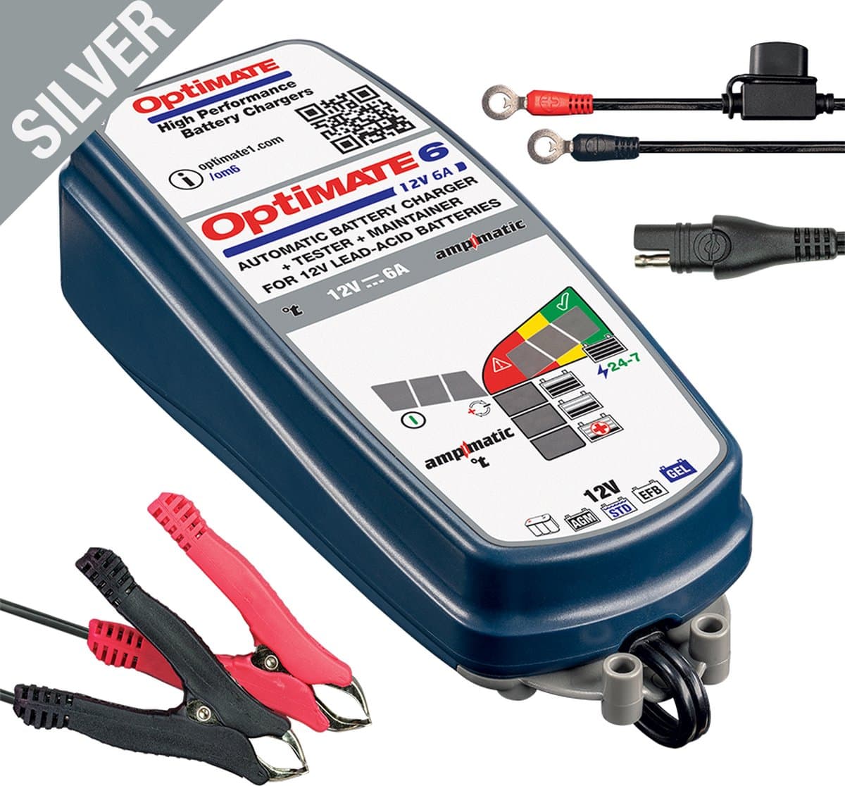 Tecmate Optimate 6 Ampmatic Acculader - 12V / 6A Druppellader - TM360 (EAN: 5425006146623)