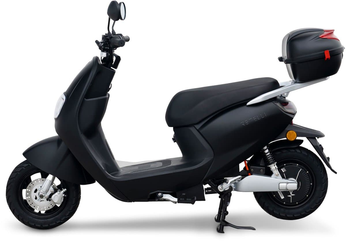 E-scooter - Retelli Benefico - 60 kilometer actieradius - zwart - Keuze uit: Brom/snor - incl. topkoffer - incl kenteken, tenaamstelling en rijklaar maken (EAN: 7435111027098)