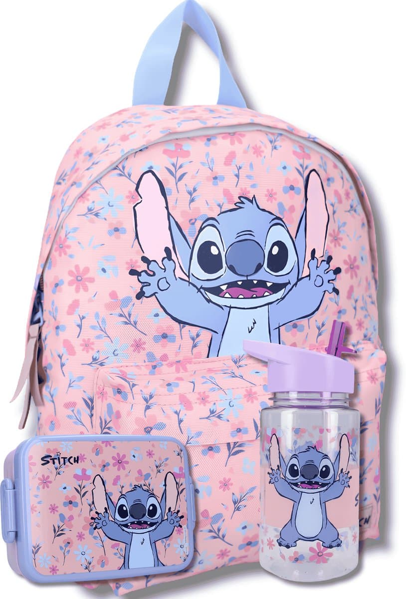 Disney Stitch Schoolset Meisjes – 3 Delig – Rugzak, Lunchbox & Drinkfles – Roze – BPA Vrij (EAN: 8721516473233)