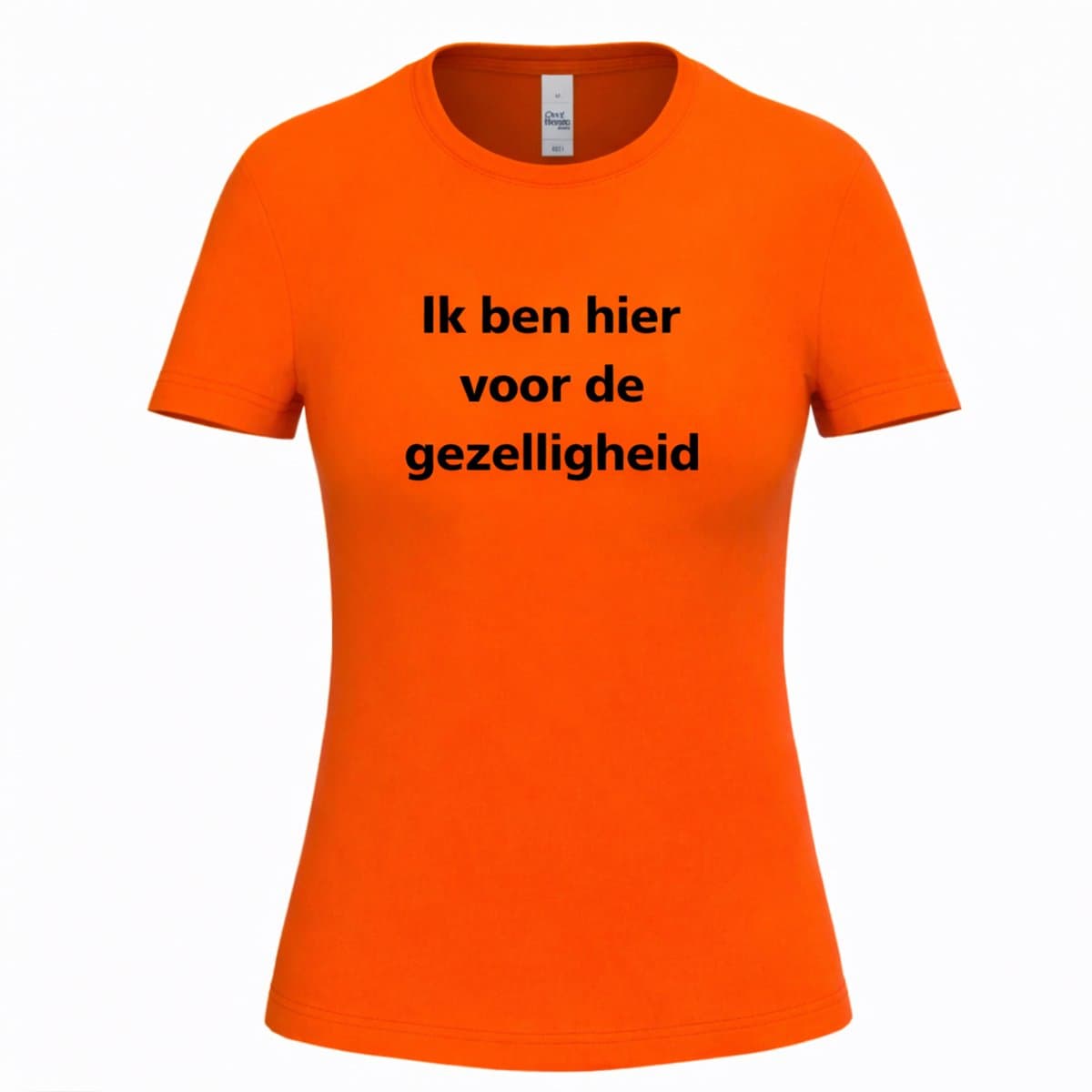 Dames Koningsdag T-shirt – Ik ben hier voor de gezelligheid – Oranje Shirt - M (EAN: 6154313895847): Een schoon en opvallend uiterlijk