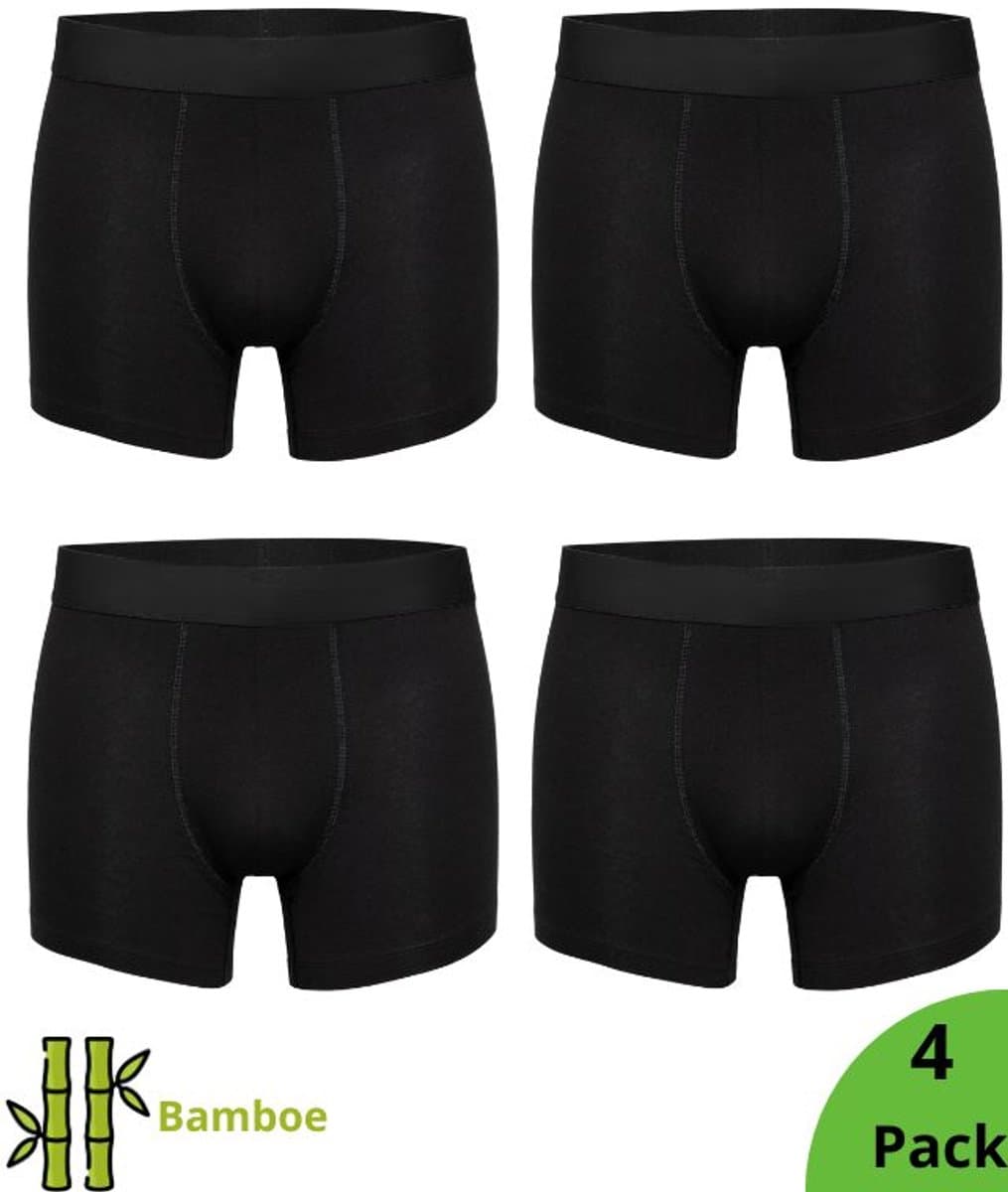 Nova Collection - Bamboe Boxershorts - 4 Pack - Heren Onderbroeken - Bamboo - Heren Ondergoed - Casual - Boxer - Zwart - Maat M (EAN: 8721055622703)