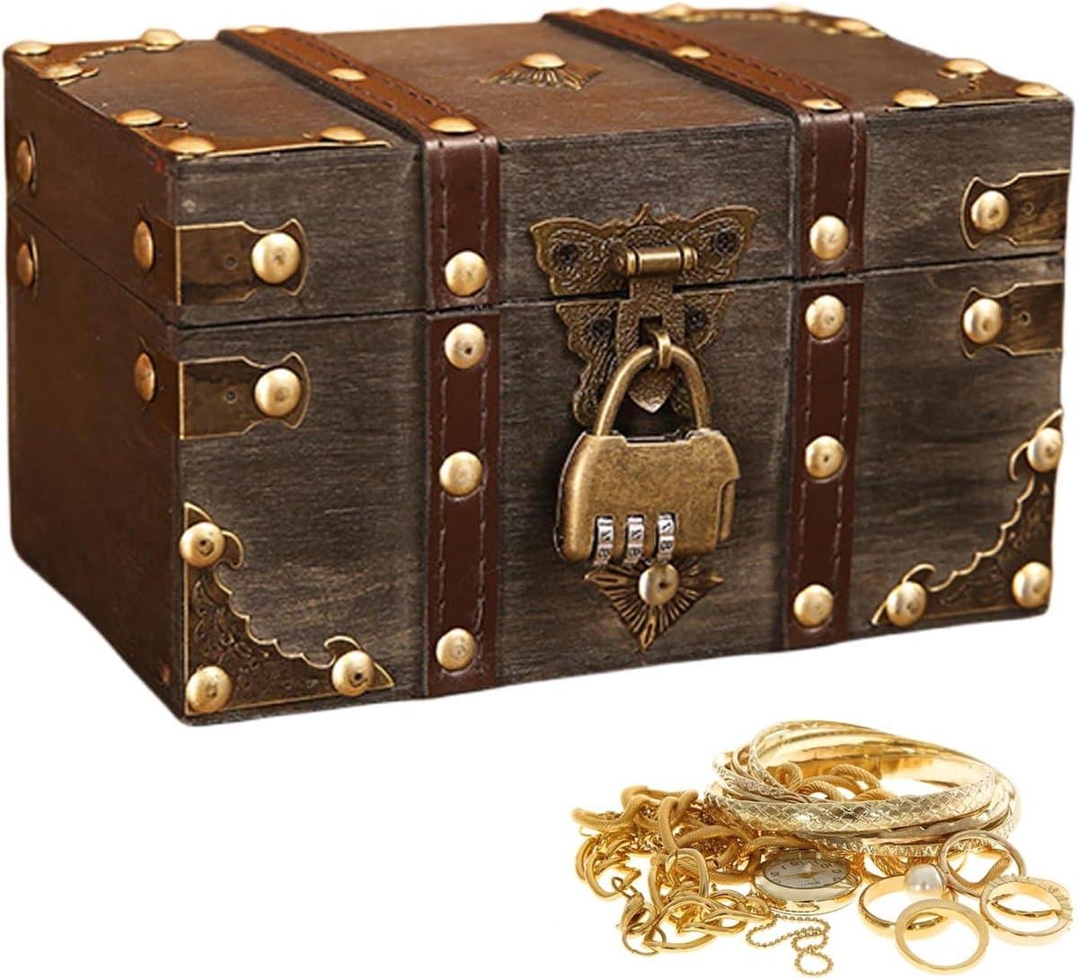 Kleine Vintage Houten Schatkist met Cijferslot - Voor Kinderen - Sieradenkistje - Opslag en Decoratie - 18 x 11 x 10 cm (EAN: 8785325720469): Waarom dit kistje meteen mijn aandacht trok