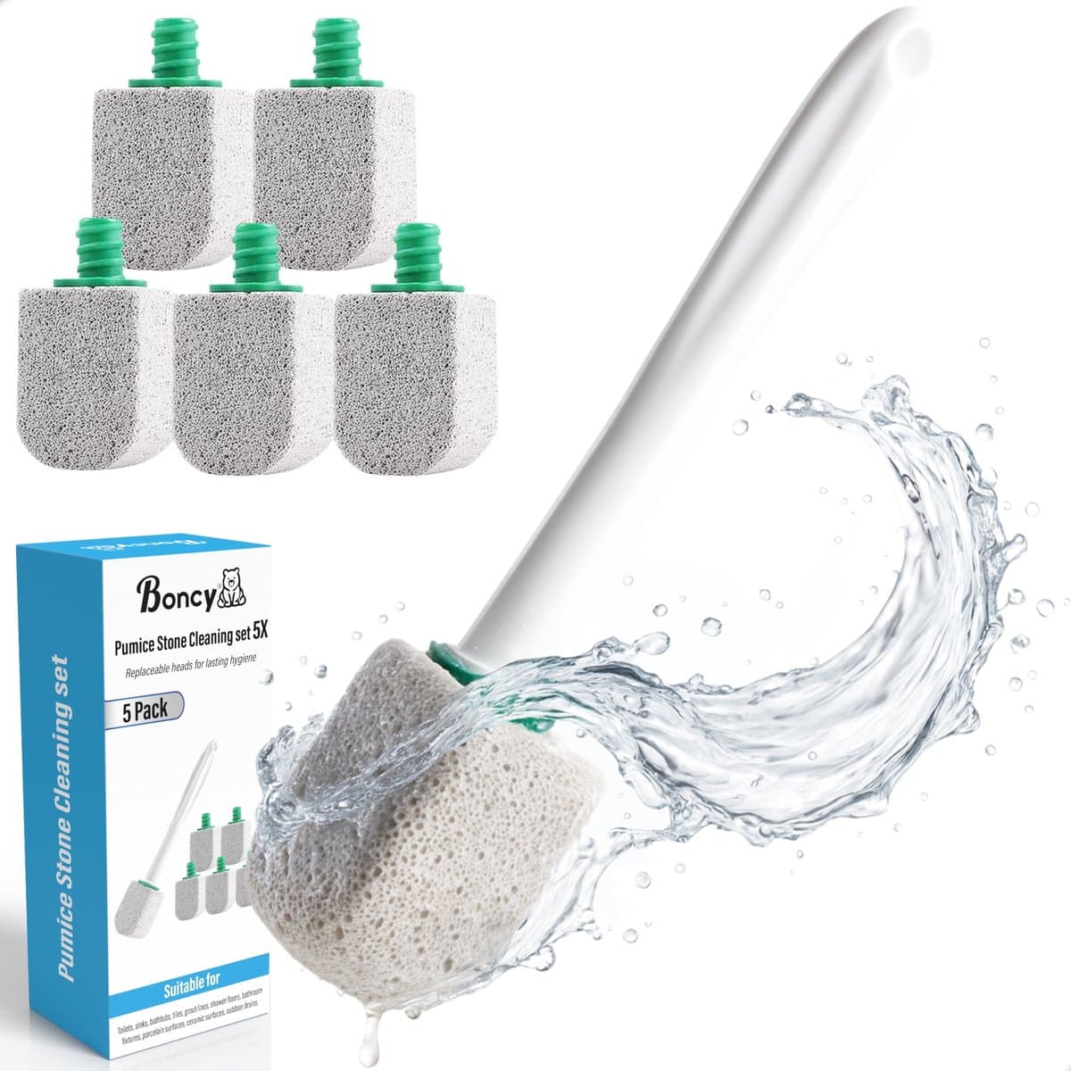 Boncy® Puimsteen voor wc - 5 Stuks WC-borstel Set - Schoonmaak Toilet - Wit Poetssteen met Handvat - Cleaningblock Cleaning block - Urinesteen verwijderaar voor urinoir (EAN: 8720986243476): Mijn nieuwste ontdekking De Boncy® Puimsteen